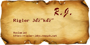Rigler Jákó névjegykártya